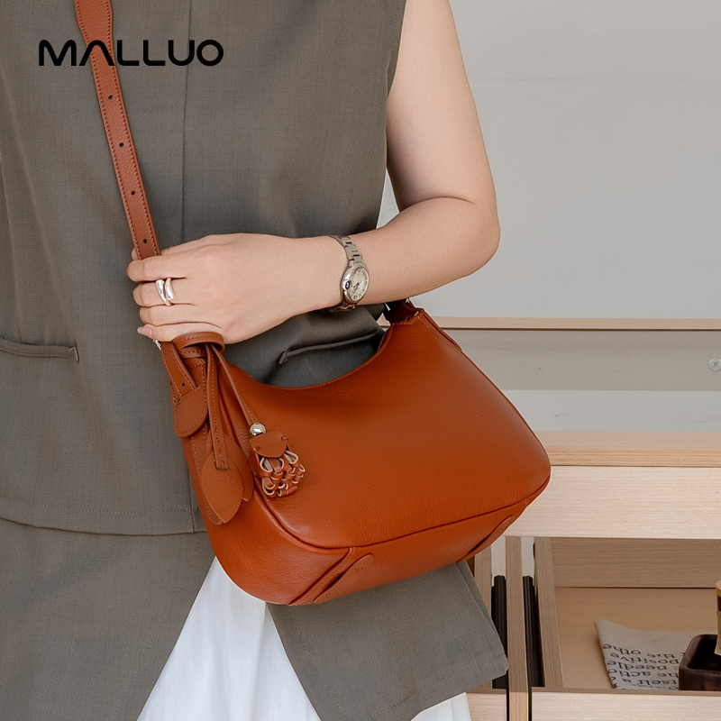 Hobo Bag Slouchy - Echte Rindsleder-Schultertasche für Damen, Pebbled-Leder-Umhängetasche mit