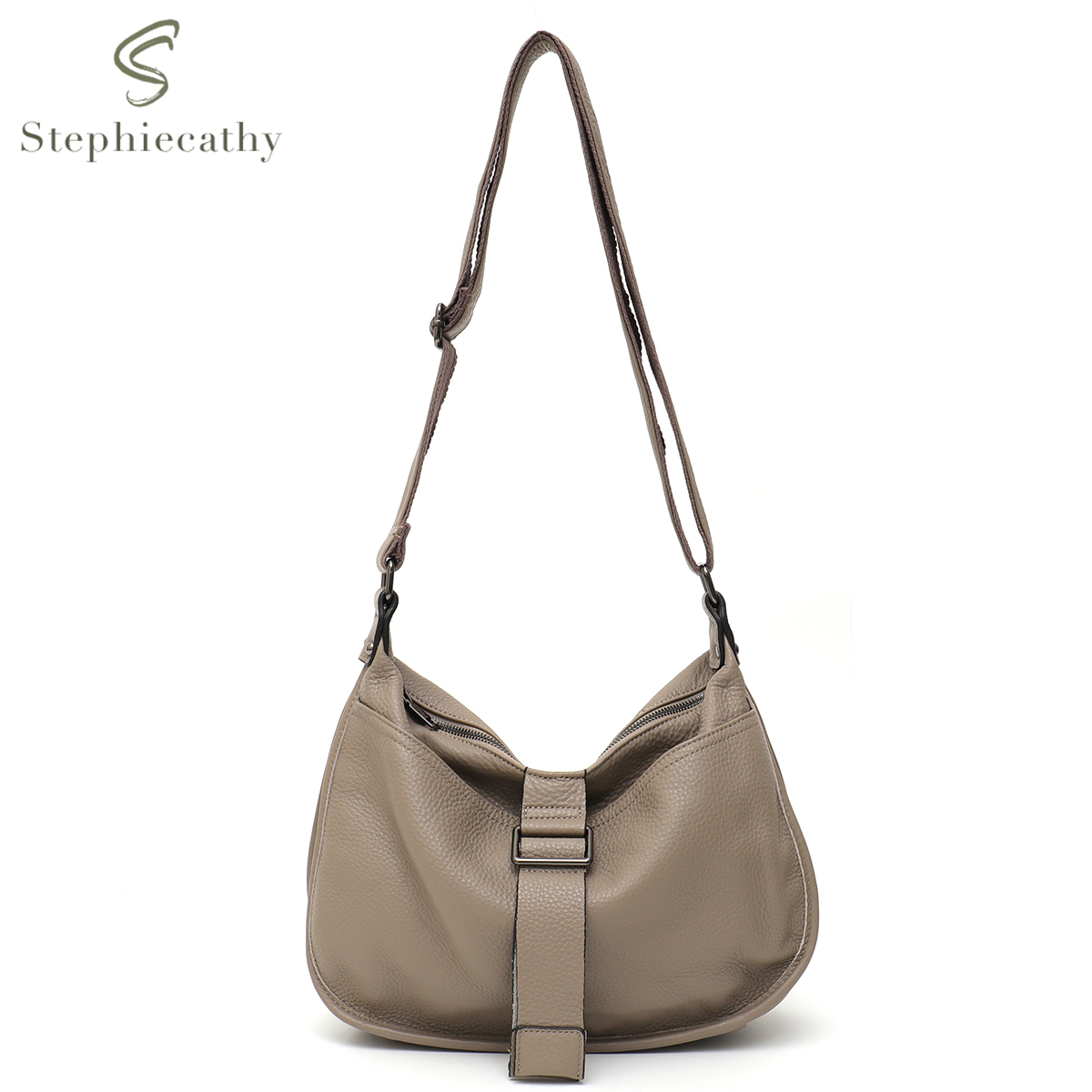Hobo Bag Slouchy - Damen-Design-Stil, echtes Leder, Umhängetasche, mehrere Taschen,