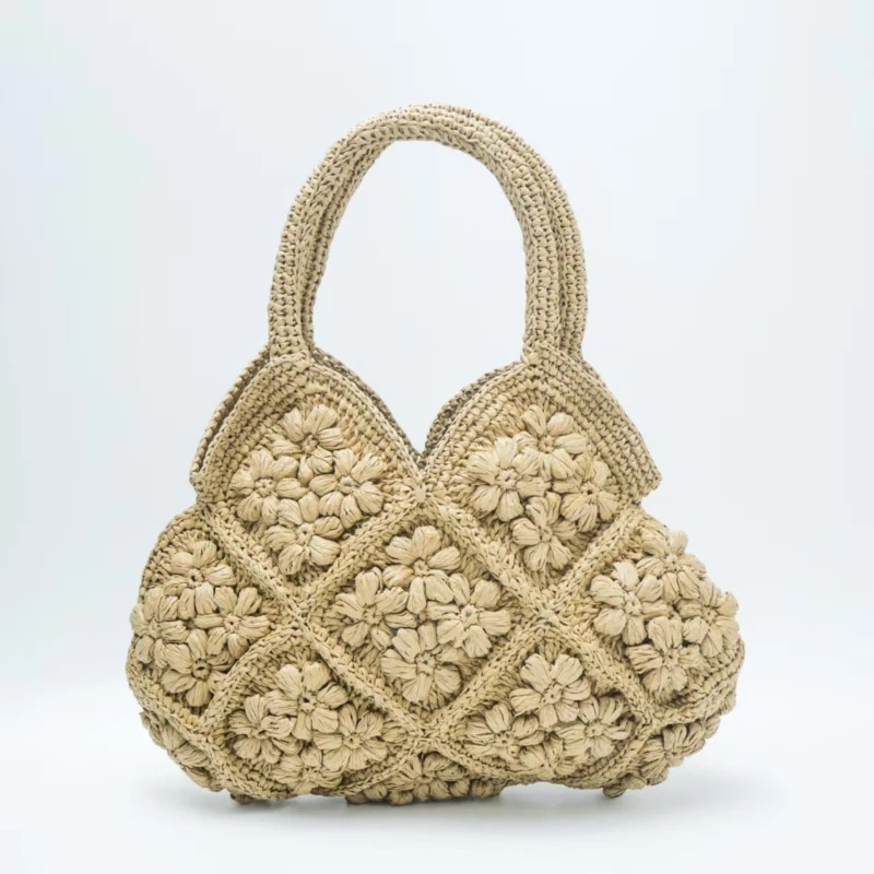 Women Bags In Trend - Neue Handgefertigte Lafite-Gras-Tasche mit Ausgehöhltem Blütenblattmuster,