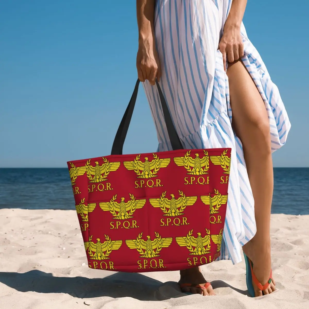 Women Bags Rome - Rome SPQR Roman Beach Tote Bag