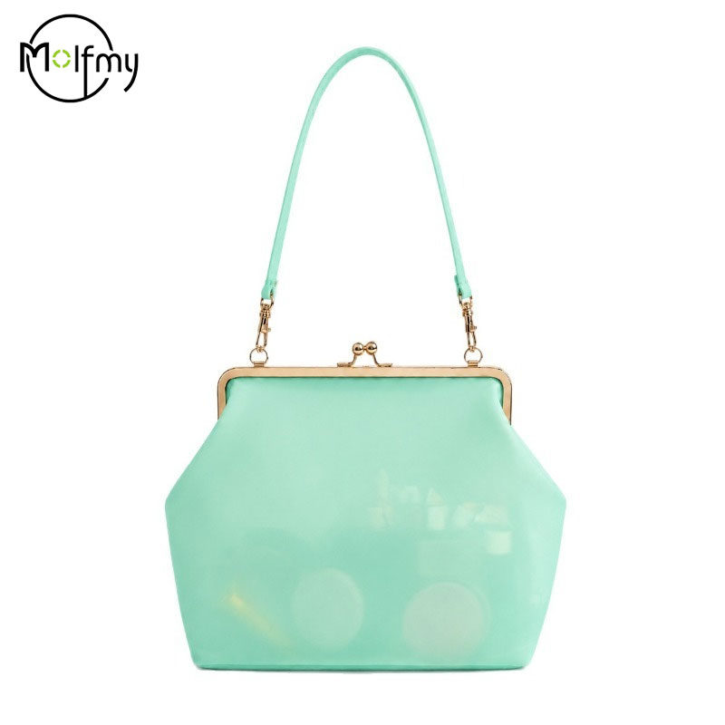 Hobo Bag Slouchy - Transparente PVC Wasserdichte Jelly-Tasche Bonbonfarbene Verschluss-Tragetasche
