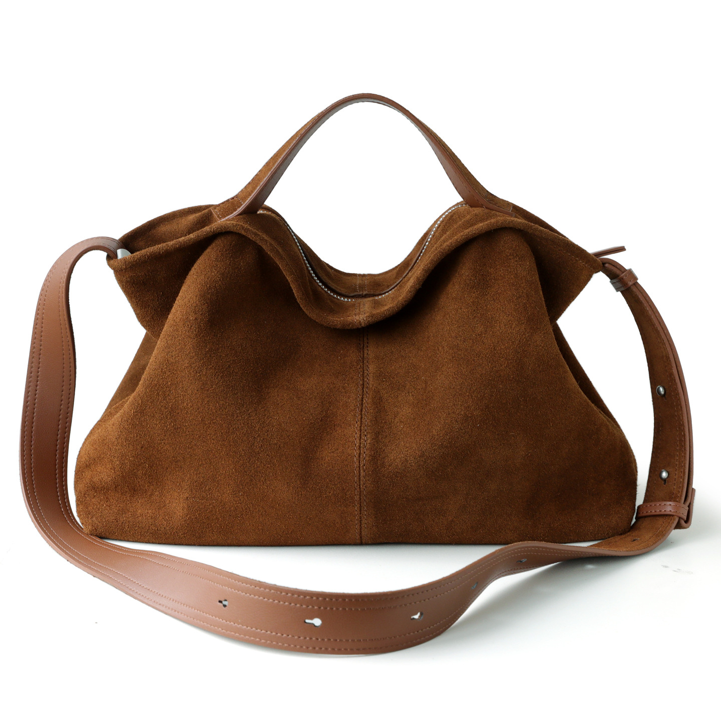 Echtleder-Wildleder-Tragetasch – Hobo Bag Slouchy Bewertung und Preis