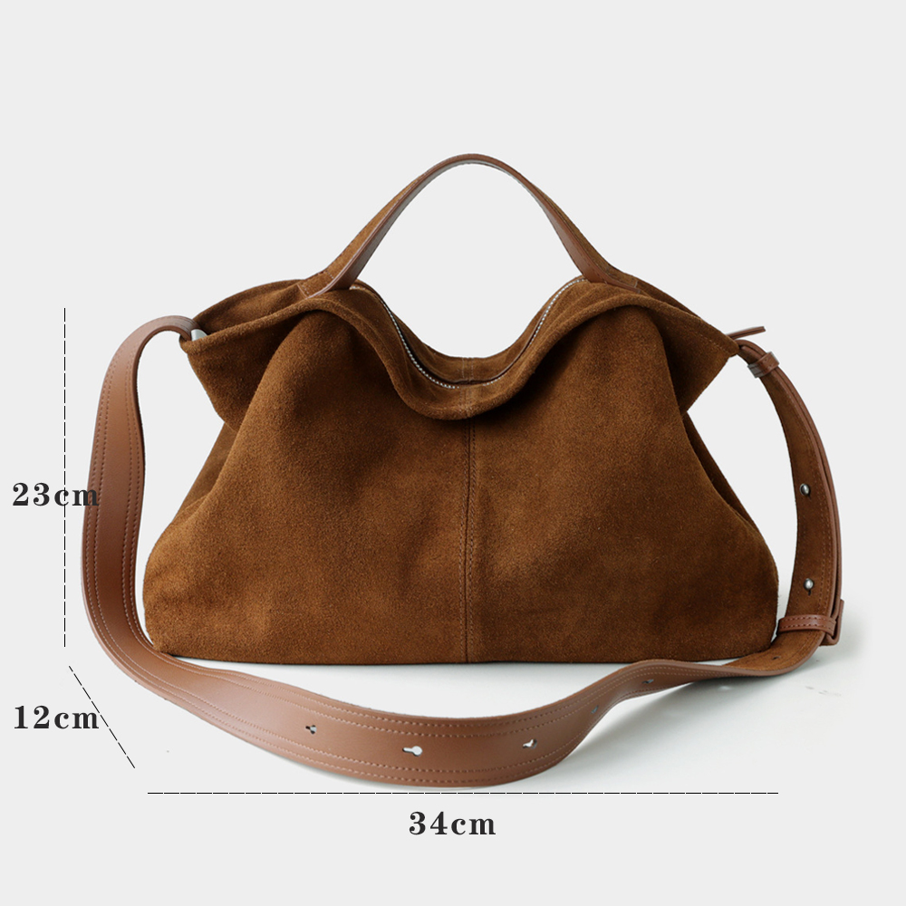Echtleder-Wildleder-Tragetasch – Hobo Bag Slouchy Bewertung und Preis