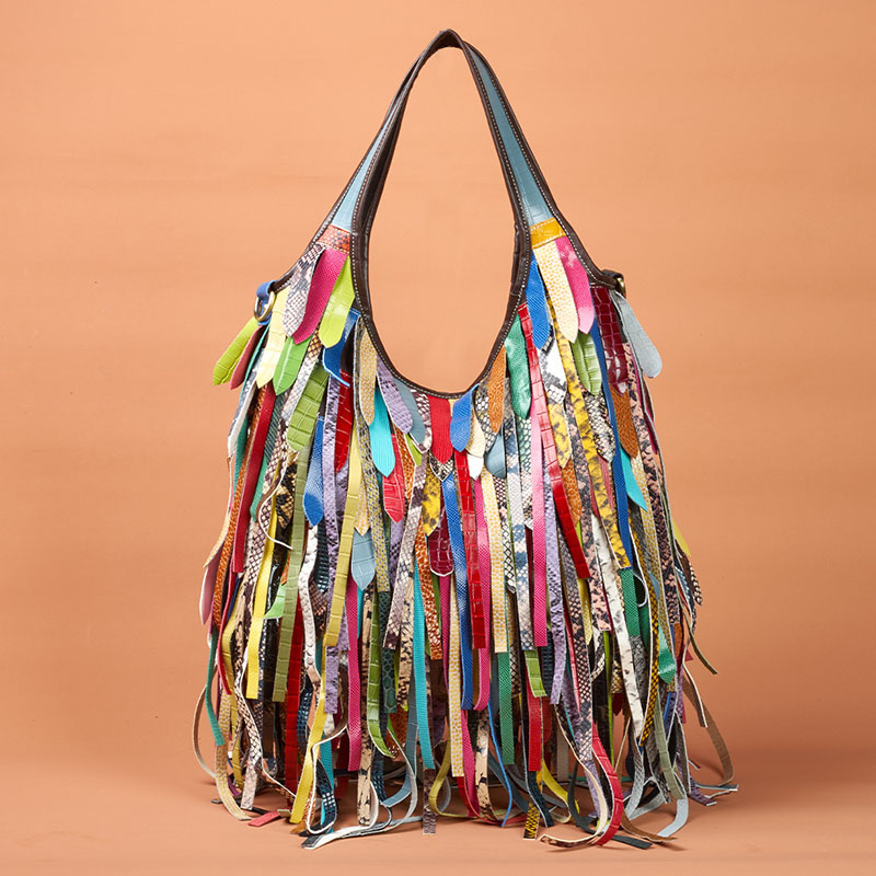 Bunte echte Schaffell Umhänget – Hobo Bag Slouchy Bewertung und Preis